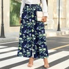 image:imageBestbee Womens Wide Leg Palazzo Pants Dressy Casual Gaucho Cropped Pants Elastic Waist with PocketsWhite Lilyblue