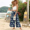 image:imageBestbee Womens Wide Leg Palazzo Pants Dressy Casual Gaucho Cropped Pants Elastic Waist with PocketsWhite Lilyblue