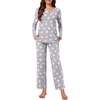 image:imageBestbee Womens 2 Piece Pajama Set Lounge Outfits ButtonDown Sleepwear Set Long Sleeve With Pockets Ladies Pjs SetStar Grey