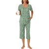 image:imageBestbee Womens Pajama Sets 2 Piece Lounge Outfits Summer Sleepwear V Neck Short Sleeve Capri Pant With Pockets Ladies PjsGreen Flowers