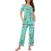 image:imageBestbee Womens Pajama Sets 2 Piece Summer Sleepwear Lounge Outfits Short Sleeve Long Pants With Pockets Ladies PjsShort Mint Green