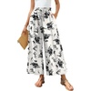 image:imageBestbee Womens Wide Leg Palazzo Pants Dressy Casual Gaucho Cropped Pants Elastic Waist with PocketsBlack Floralwhite