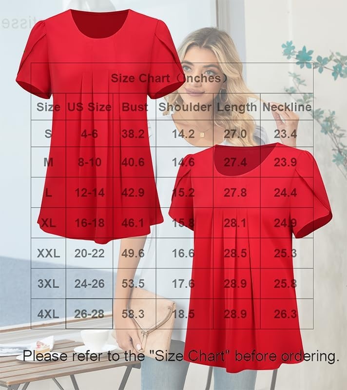 image:imageBestbee Womens Plus Size Tops Dressy Casual Summer Chiffon Blouses Short Sleeve Dress Shirts Business Loose Fit TunicsCrewneck Vintage Checkers