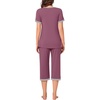 image:imageBestbee Womens Pajama Set 2 Piece Lounge Outfit Sleepwear Set Crew Neck TShirt Capri Pant With Pockets Ladies PjsPurple RedGrey
