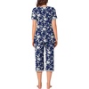 image:imageBestbee Womens Pajama Set 2 Piece Lounge Outfit Sleepwear Set Crew Neck TShirt Capri Pant With Pockets Ladies PjsWhite FlowersnavyGrey