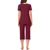 image:imageBestbee Womens Pajama Set 2 Piece Lounge Outfit Sleepwear Set Crew Neck TShirt Capri Pant With Pockets Ladies PjsWine RedGrey