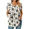 image:imageBestbee Womens Plus Size Tops Dressy Casual Summer Chiffon Blouses Short Sleeve Dress Shirts Business Loose Fit TunicsCrewneck Black Floral Beige