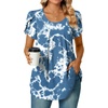 image:imageBestbee Womens Plus Size Tops Dressy Casual Summer Chiffon Blouses Short Sleeve Dress Shirts Business Loose Fit TunicsCrewneck Blue Tie Dye