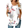 image:imageBestbee Womens Plus Size Tops Dressy Casual Summer Chiffon Blouses Short Sleeve Dress Shirts Business Loose Fit TunicsCrewneck Floral White