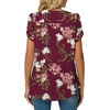 image:imageBestbee Womens Plus Size Tops Dressy Casual Summer Chiffon Blouses Short Sleeve Dress Shirts Business Loose Fit TunicsCrewneck Floral Wine