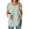 image:imageBestbee Womens Plus Size Tops Dressy Casual Summer Chiffon Blouses Short Sleeve Dress Shirts Business Loose Fit TunicsCrewneck Graygreen