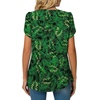 image:imageBestbee Womens Plus Size Tops Dressy Casual Summer Chiffon Blouses Short Sleeve Dress Shirts Business Loose Fit TunicsCrewneck Leaf Green