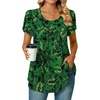 image:imageBestbee Womens Plus Size Tops Dressy Casual Summer Chiffon Blouses Short Sleeve Dress Shirts Business Loose Fit TunicsCrewneck Leaf Green
