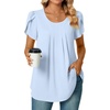 image:imageBestbee Womens Plus Size Tops Dressy Casual Summer Chiffon Blouses Short Sleeve Dress Shirts Business Loose Fit TunicsCrewneck Light Blue