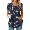 image:imageBestbee Womens Plus Size Tops Dressy Casual Summer Chiffon Blouses Short Sleeve Dress Shirts Business Loose Fit TunicsCrewneck Navy Blue Winter Fl