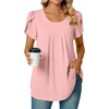 image:imageBestbee Womens Plus Size Tops Dressy Casual Summer Chiffon Blouses Short Sleeve Dress Shirts Business Loose Fit TunicsCrewneck Pink