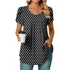 image:imageBestbee Womens Plus Size Tops Dressy Casual Summer Chiffon Blouses Short Sleeve Dress Shirts Business Loose Fit TunicsCrewneck Polka Dots Black