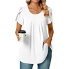 image:imageBestbee Womens Plus Size Tops Dressy Casual Summer Chiffon Blouses Short Sleeve Dress Shirts Business Loose Fit TunicsCrewneck White