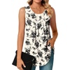 image:imageBestbee Womens Sleeveless Chiffon Blouses Dressy Casual Tank Tops 2026 Summer Crew Neck Tunics Office Cute Work ShirtsBlack Floral Beige