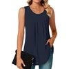 image:imageBestbee Womens Sleeveless Chiffon Blouses Dressy Casual Tank Tops 2026 Summer Crew Neck Tunics Office Cute Work ShirtsDark Blue
