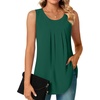 image:imageBestbee Womens Sleeveless Chiffon Blouses Dressy Casual Tank Tops 2026 Summer Crew Neck Tunics Office Cute Work ShirtsDark Green