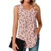 image:imageBestbee Womens Sleeveless Chiffon Blouses Dressy Casual Tank Tops 2026 Summer Crew Neck Tunics Office Cute Work ShirtsDeep Red Flowerbeige