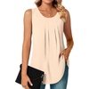 image:imageBestbee Womens Sleeveless Chiffon Blouses Dressy Casual Tank Tops 2026 Summer Crew Neck Tunics Office Cute Work ShirtsKhaki