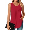 image:imageBestbee Womens Sleeveless Chiffon Blouses Dressy Casual Tank Tops 2026 Summer Crew Neck Tunics Office Cute Work ShirtsRed