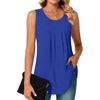 image:imageBestbee Womens Sleeveless Chiffon Blouses Dressy Casual Tank Tops 2026 Summer Crew Neck Tunics Office Cute Work ShirtsRoyal Blue