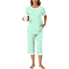 image:imageBestbee Womens Pajama Set 2 Piece Lounge Outfit Sleepwear Set Crew Neck TShirt Capri Pant With Pockets Ladies PjsColorful ButterflygreenWh