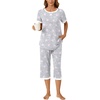 image:imageBestbee Womens Pajama Set 2 Piece Lounge Outfit Sleepwear Set Crew Neck TShirt Capri Pant With Pockets Ladies PjsStar GreyWhite
