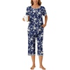 White Flowers-navy/Grey