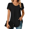 image:imageBestbee Womens Plus Size Tops Dressy Casual Summer Chiffon Blouses Short Sleeve Dress Shirts Business Loose Fit TunicsCrewneck Black