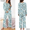image:imageBestbee Womens Pajama Set 2 Piece Lounge Outfits Sleepwear Fall Long Sleeve Long Pant With Pockets Ladies PjsBegonia Grayish Blue