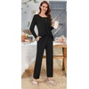 image:imageBestbee Womens Pajama Set 2 Piece Lounge Outfits Sleepwear Fall Long Sleeve Long Pant With Pockets Ladies PjsBlack
