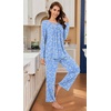 image:imageBestbee Womens Pajama Set 2 Piece Lounge Outfits Sleepwear Fall Long Sleeve Long Pant With Pockets Ladies PjsBluewhite Flower