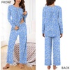image:imageBestbee Womens Pajama Set 2 Piece Lounge Outfits Sleepwear Fall Long Sleeve Long Pant With Pockets Ladies PjsBluewhite Flower