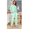 image:imageBestbee Womens Pajama Set 2 Piece Lounge Outfits Sleepwear Fall Long Sleeve Long Pant With Pockets Ladies PjsColorful Butterflygreen