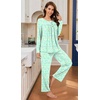 image:imageBestbee Womens Pajama Set 2 Piece Lounge Outfits Sleepwear Fall Long Sleeve Long Pant With Pockets Ladies PjsColorful Butterflygreen