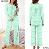 image:imageBestbee Womens Pajama Set 2 Piece Lounge Outfits Sleepwear Fall Long Sleeve Long Pant With Pockets Ladies PjsColorful Butterflygreen