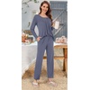 image:imageBestbee Womens Pajama Set 2 Piece Lounge Outfits Sleepwear Fall Long Sleeve Long Pant With Pockets Ladies PjsDark Grey