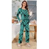 image:imageBestbee Womens Pajama Set 2 Piece Lounge Outfits Sleepwear Fall Long Sleeve Long Pant With Pockets Ladies PjsFloral Bluegreen