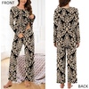 image:imageBestbee Womens Pajama Set 2 Piece Lounge Outfits Sleepwear Fall Long Sleeve Long Pant With Pockets Ladies PjsFloral Khakiblack
