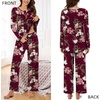 image:imageBestbee Womens Pajama Set 2 Piece Lounge Outfits Sleepwear Fall Long Sleeve Long Pant With Pockets Ladies PjsFloral Wine