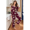 image:imageBestbee Womens Pajama Set 2 Piece Lounge Outfits Sleepwear Fall Long Sleeve Long Pant With Pockets Ladies PjsFloral Wine