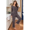 image:imageBestbee Womens Pajama Set 2 Piece Lounge Outfits Sleepwear Fall Long Sleeve Long Pant With Pockets Ladies PjsLittle Flower Black