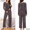 image:imageBestbee Womens Pajama Set 2 Piece Lounge Outfits Sleepwear Fall Long Sleeve Long Pant With Pockets Ladies PjsLittle Flower Black