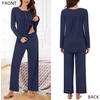 image:imageBestbee Womens Pajama Set 2 Piece Lounge Outfits Sleepwear Fall Long Sleeve Long Pant With Pockets Ladies PjsNavy Blue
