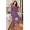 image:imageBestbee Womens Pajama Set 2 Piece Lounge Outfits Sleepwear Fall Long Sleeve Long Pant With Pockets Ladies PjsPurple Red