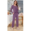image:imageBestbee Womens Pajama Set 2 Piece Lounge Outfits Sleepwear Fall Long Sleeve Long Pant With Pockets Ladies PjsPurple Red